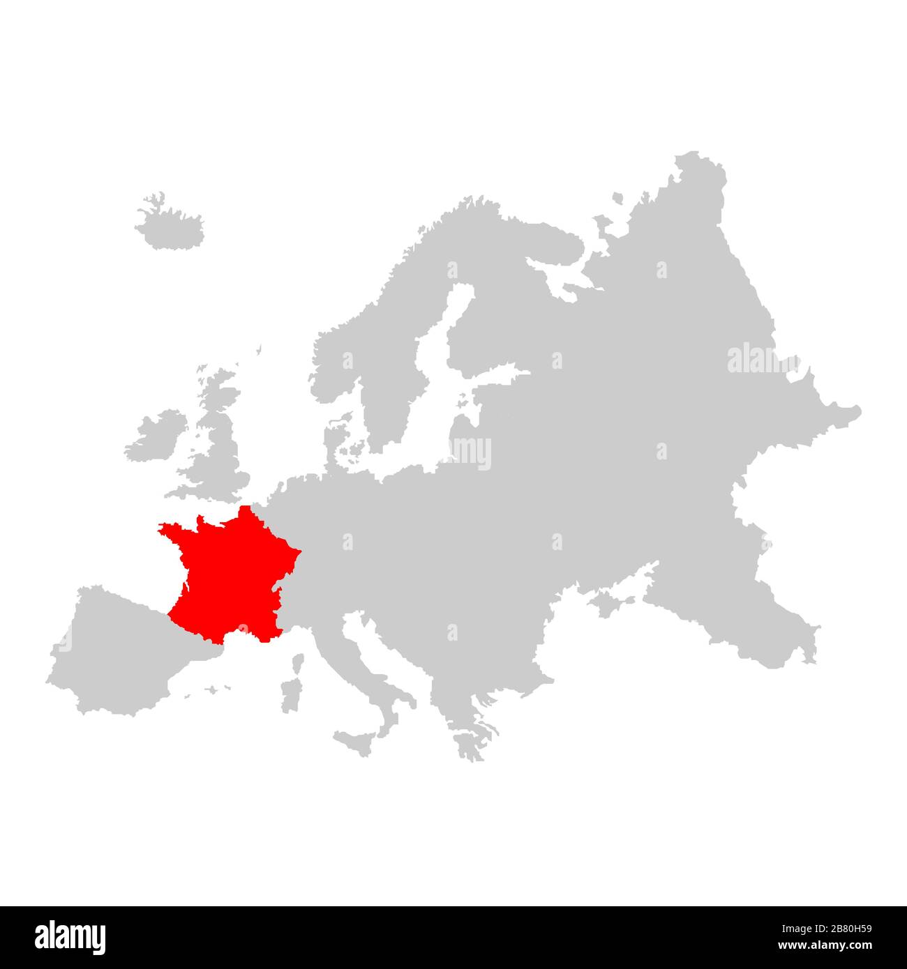 France on map of europe Stock Vector