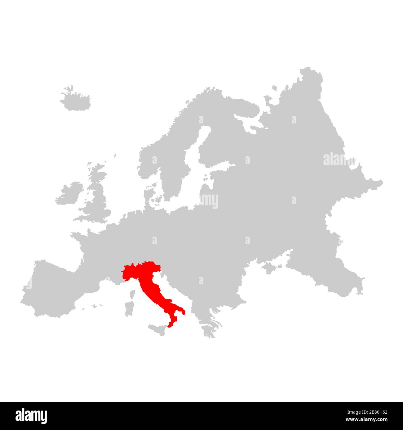 Italy on map of europe Stock Vector
