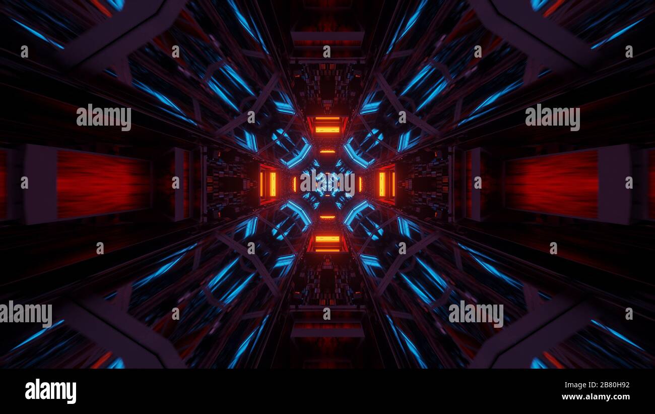 Cool illustration with geometric shapes and neon laser lights - perfect ...