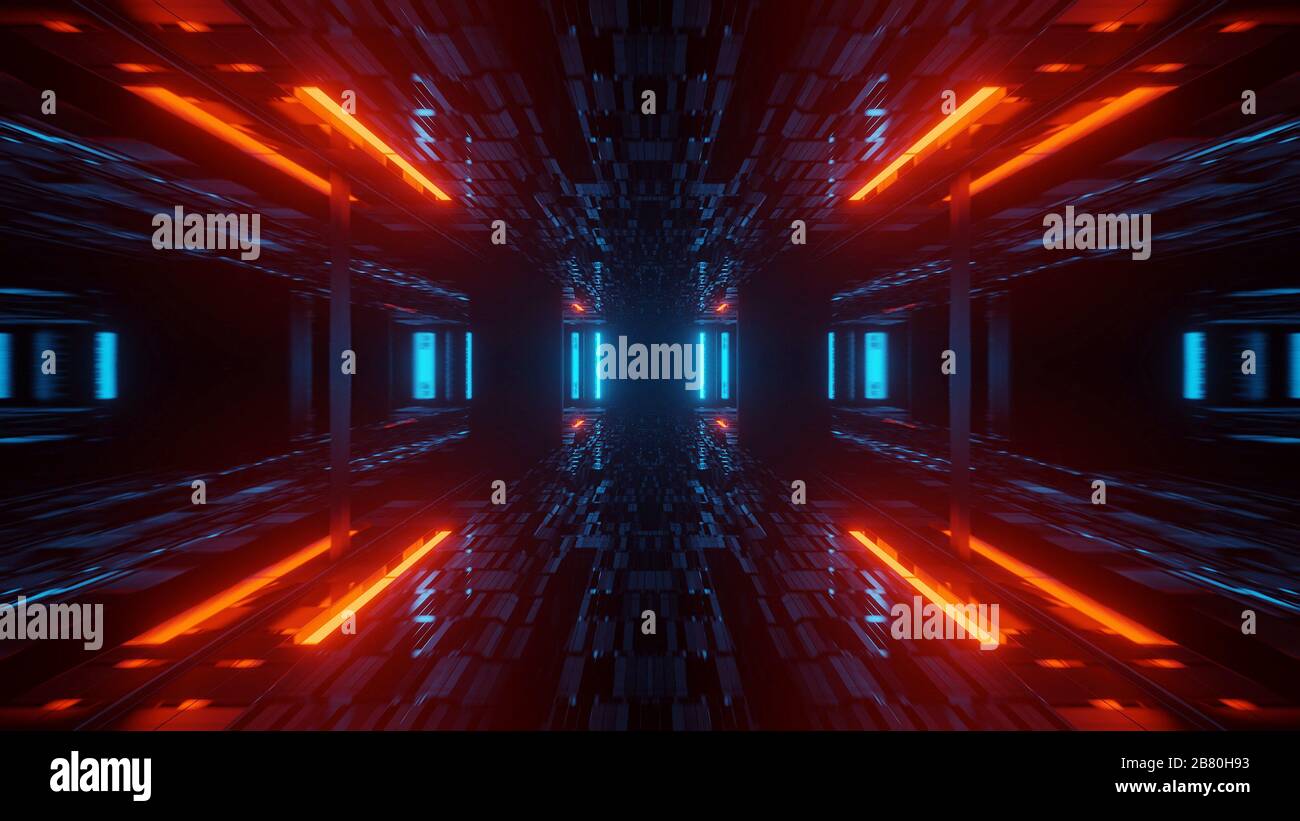 Cool illustration with geometric shapes and neon laser lights - perfect ...