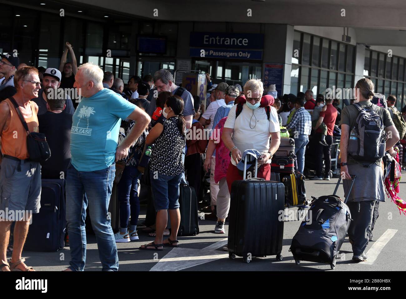 Manila, Philippines. 20th Mar, 2020. There are tourists at the airport. More than 300 Germans are waiting at Ninoy Aquino International Airport for a Lufthansa flight chartered by the German Embassy in the Philippines because of the Covid 19 pandemic. Credit: Alejandro Ernesto//Alejandro Ernesto/DPA/Alamy Live News Stock Photo