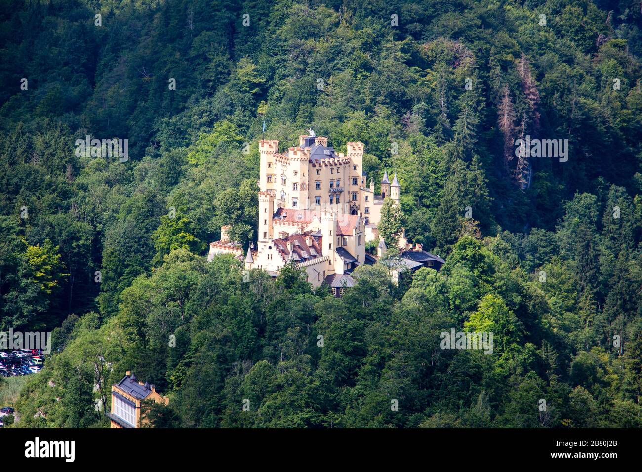 Hohenschwangau castle near fuessen, Bavaria, Germany sunny day Stock Photo
