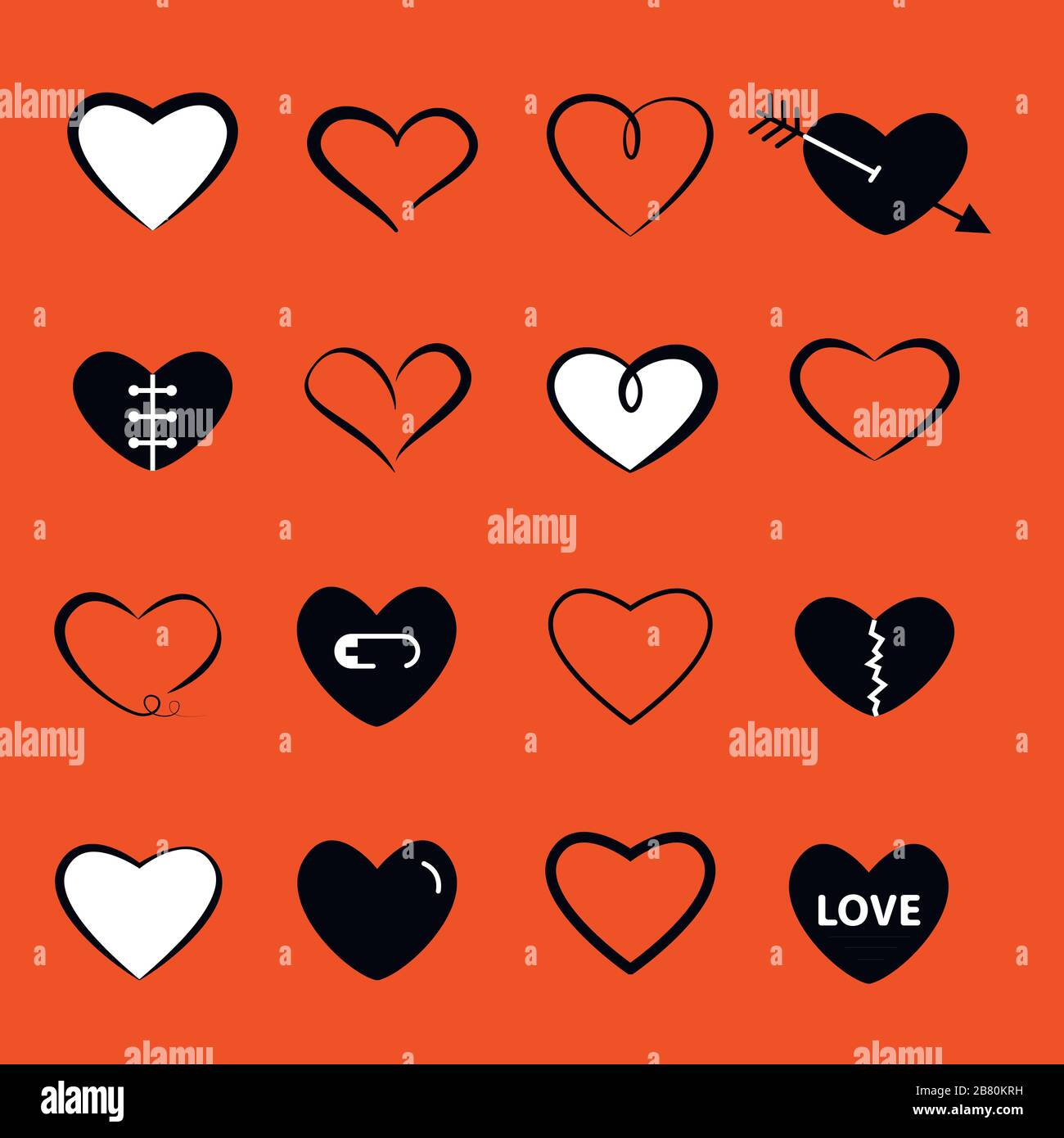 Heart flat white and black modern icon Stock Vector Image & Art - Alamy