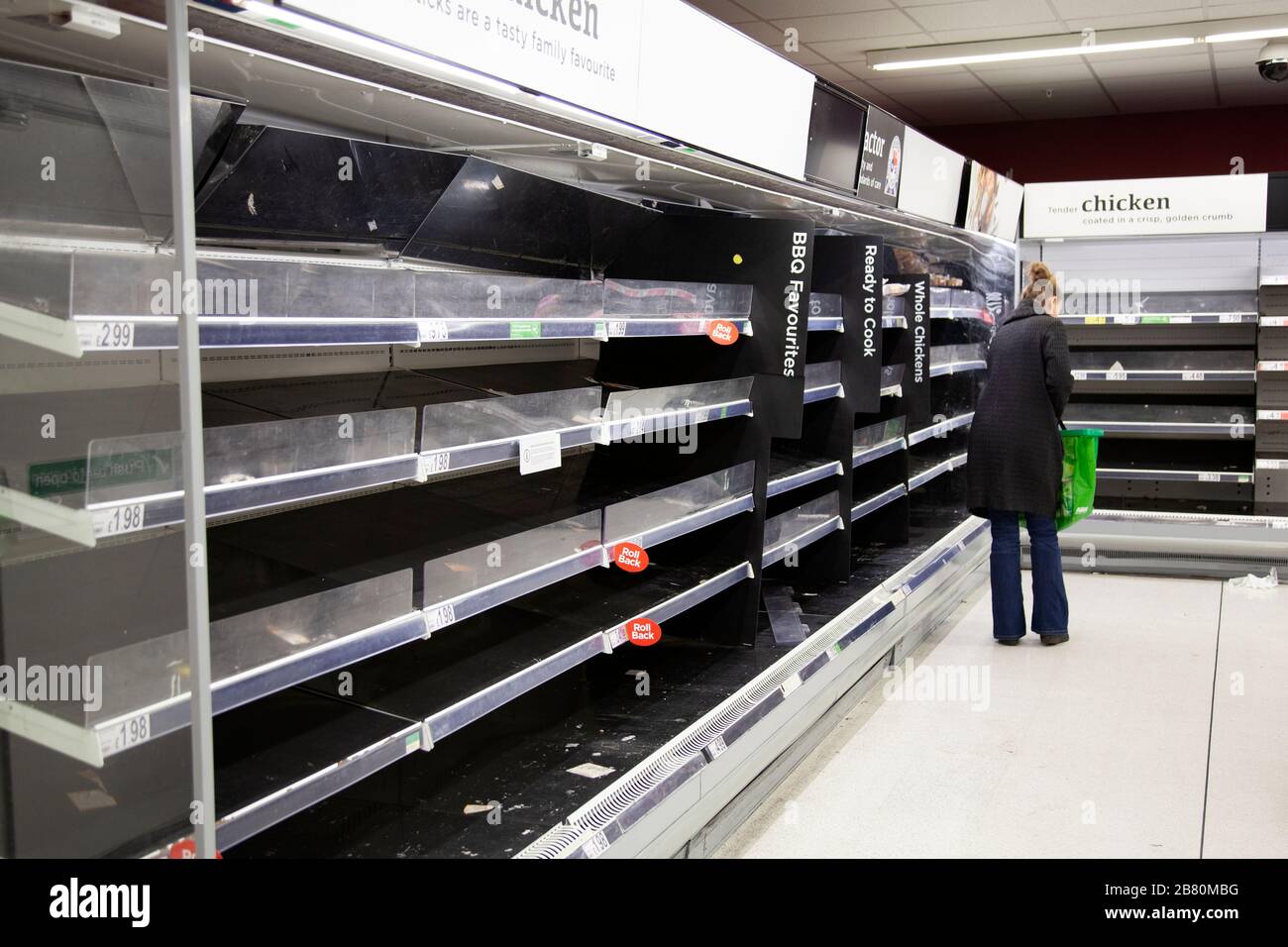 Empty Shelves, Depleted Stock at Asda, Clapham Junction, during Coronavirus Outbreak in London, UK- 19/03/2020 Stock Photo