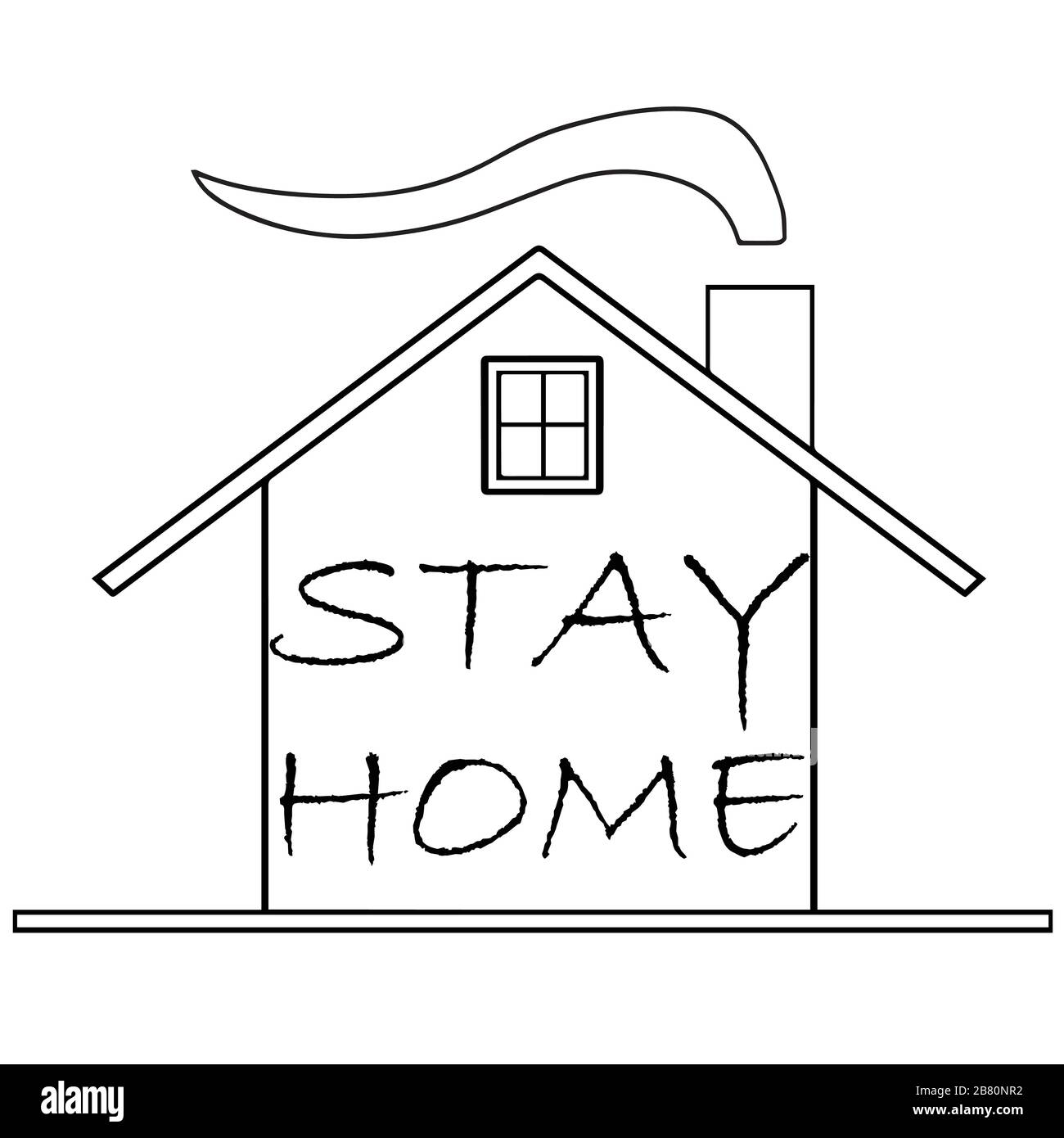 house sketch vector - stay home logo - coronavirus, covid 19 Stock