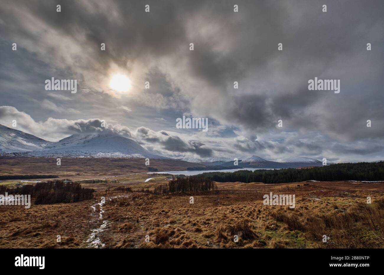 Loch Tulla and the Highlands seen from the A82, Argyll & Bute, Scotland Stock Photo