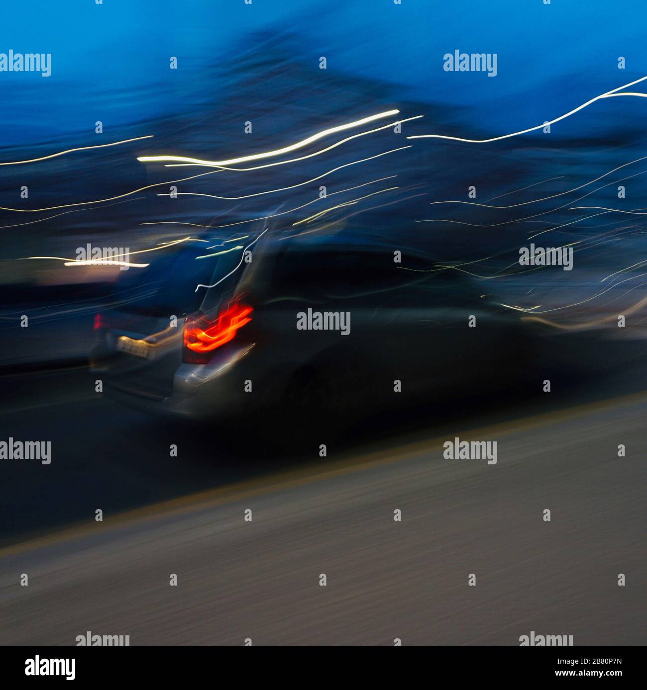 lights car on the street at night in Bilbao city Spain Stock Photo Alamy