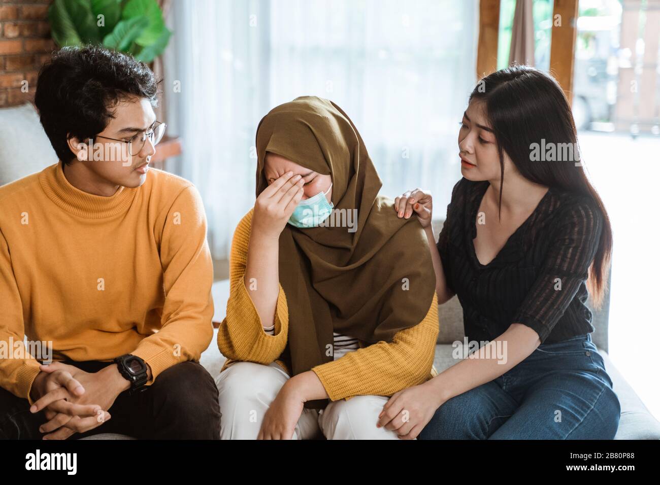 family support on people getting sick or in difficult situation Stock Photo