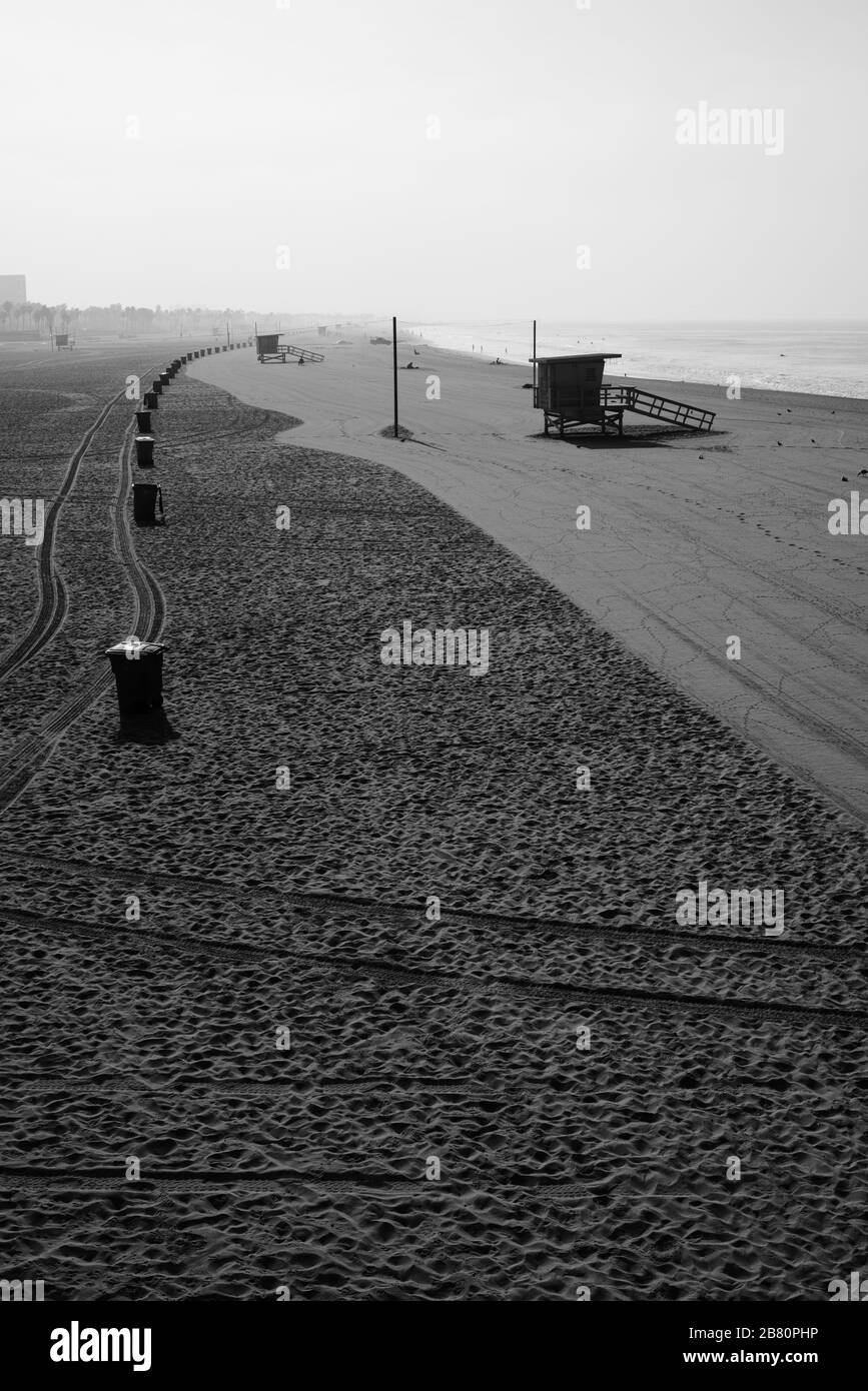 Early morning on Santa Monica beach Stock Photo