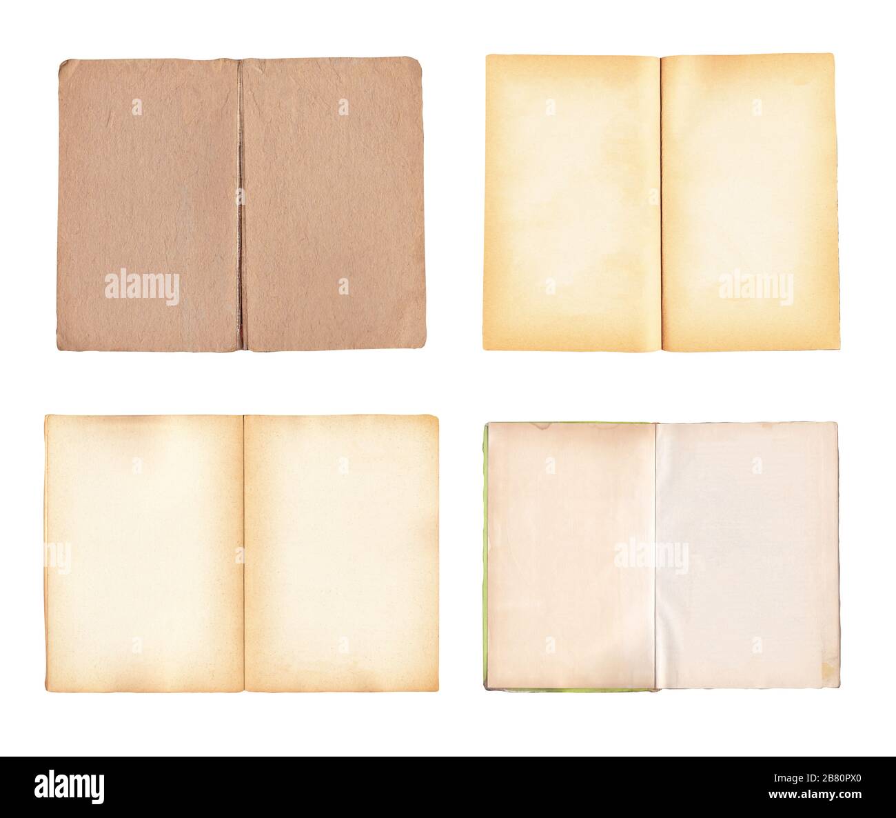 Open old blank book isolated. Old book pages. Book with blank pages