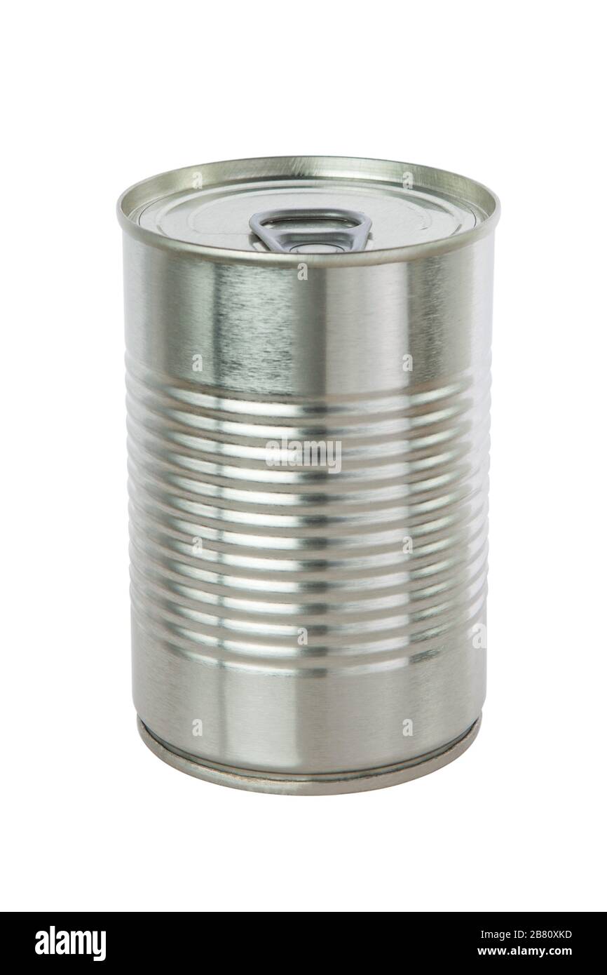 Aluminum tin can on a white background. Stock Photo