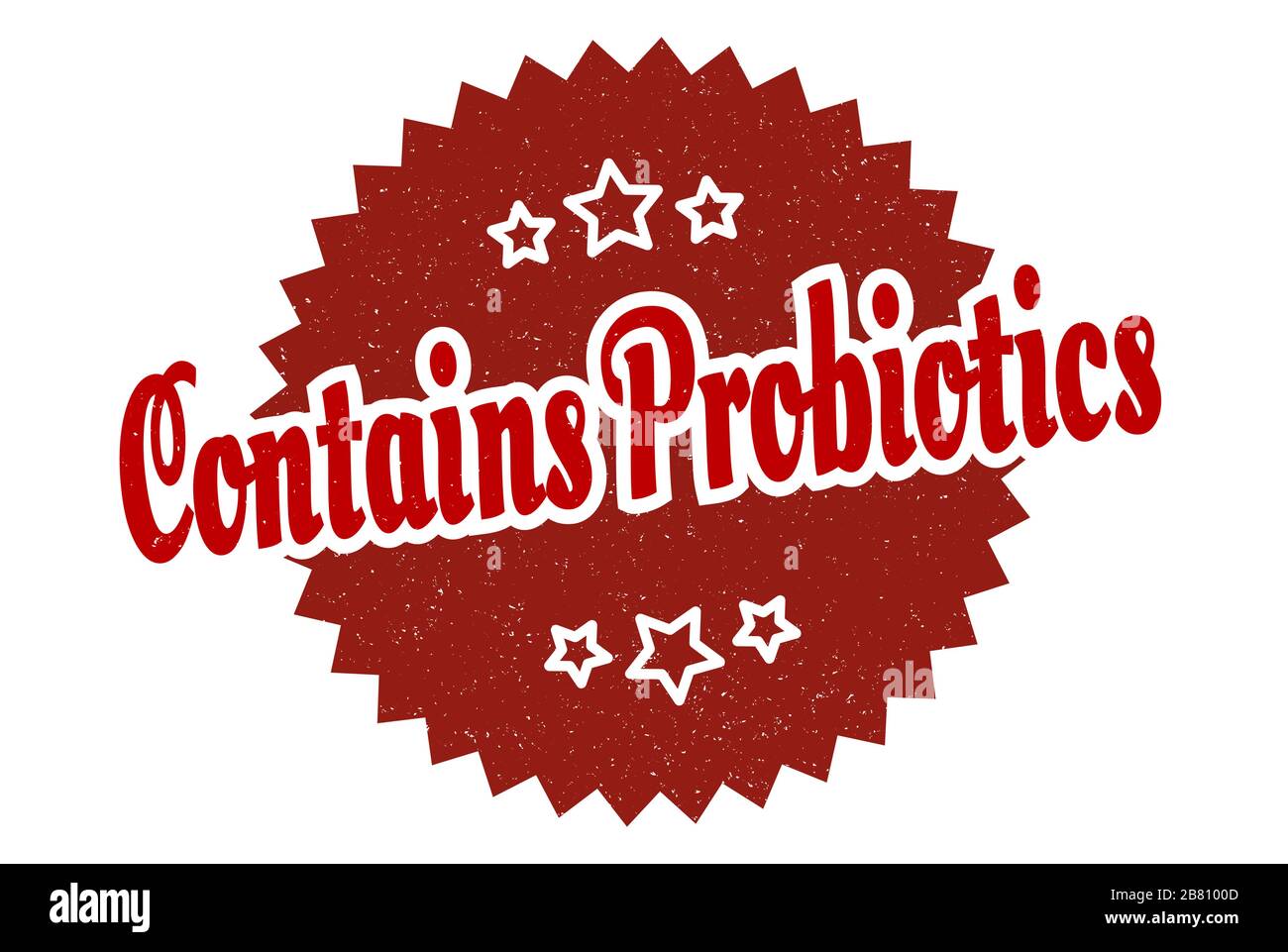 contains probiotics sign. contains probiotics round vintage retro label