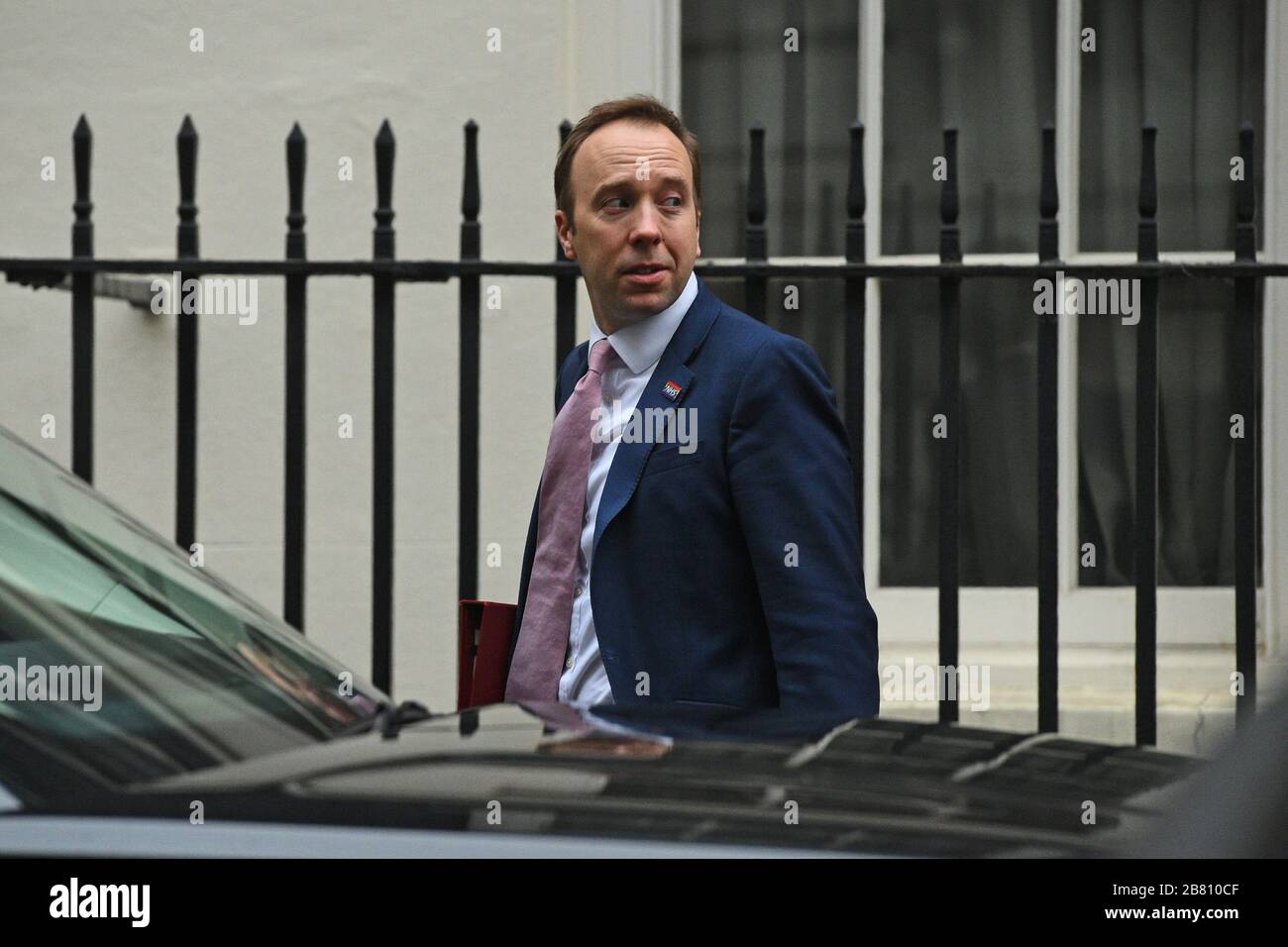 Health Secretary Matt Hancock leaves Downing Street, London, as the government is expected to publish an emergency coronavirus powers Bill. Stock Photo