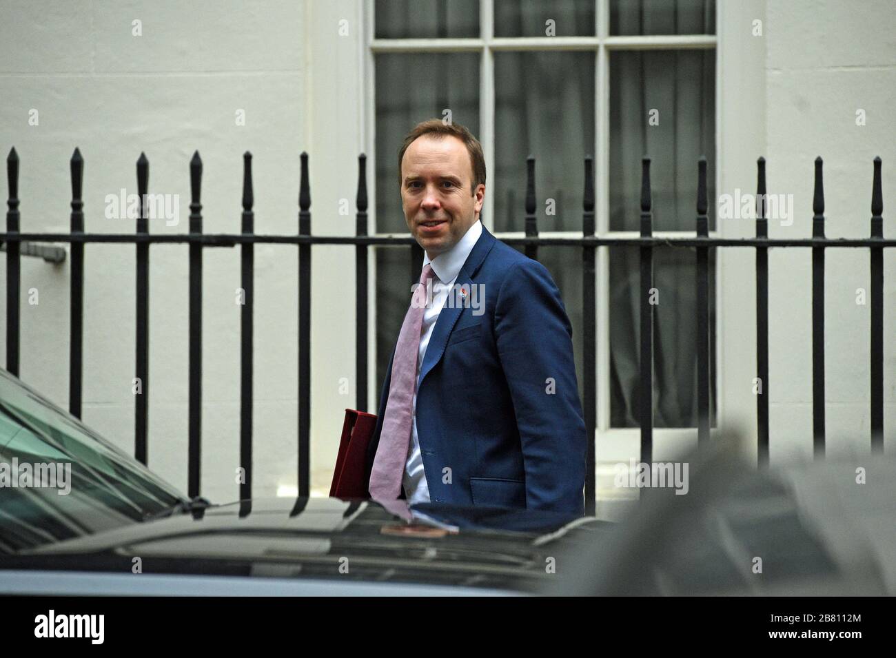 Health Secretary Matt Hancock leaves Downing Street, London, as the government is expected to publish an emergency coronavirus powers Bill. Stock Photo