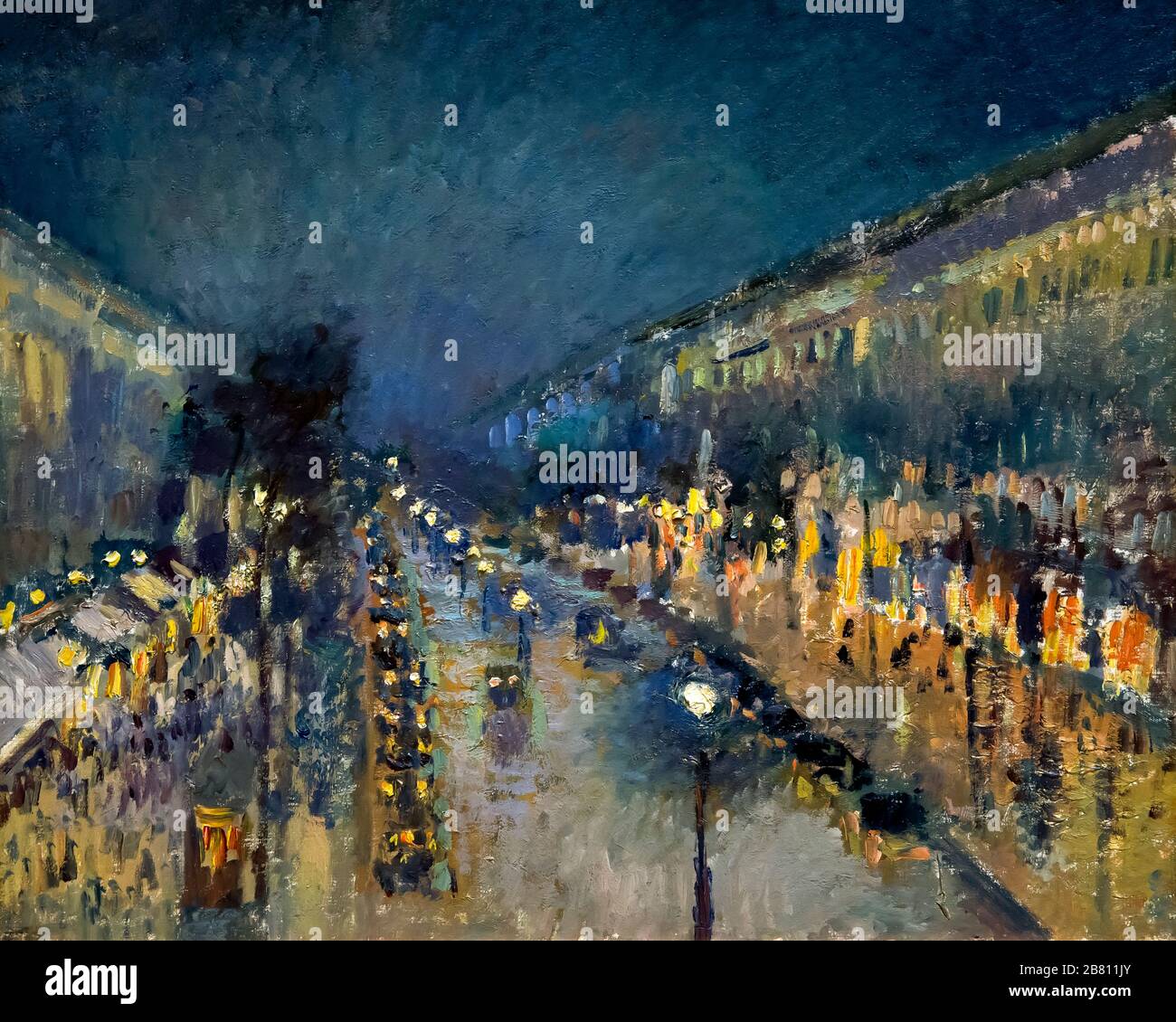 The Boulevard Montmartre at Night, Camille Pissarro, 1897, Stock Photo