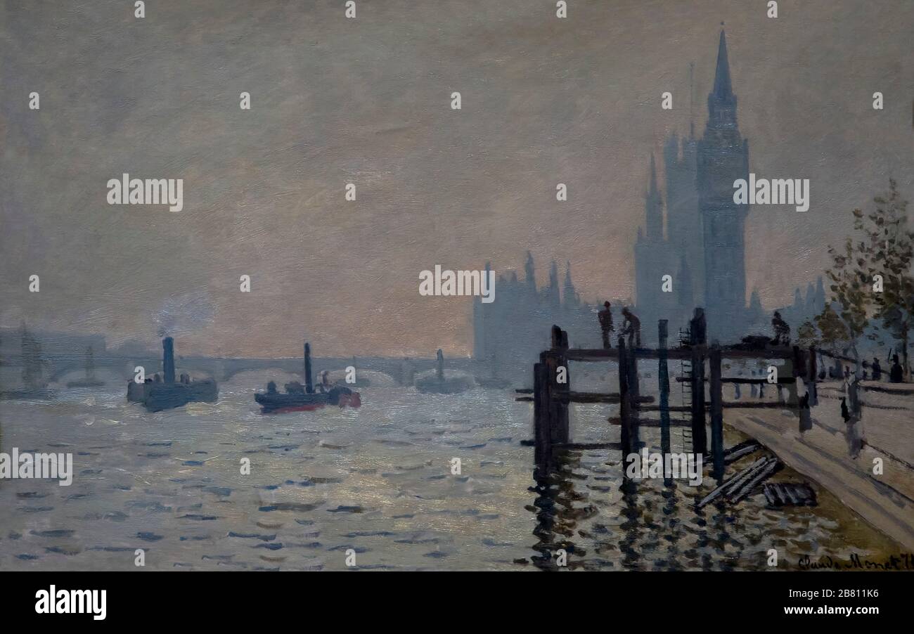 The Thames below Westminster, Claude Monet, circa 1871, Stock Photo