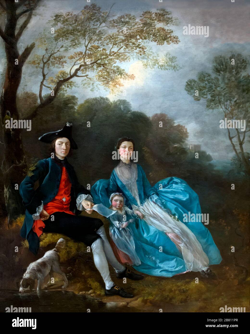 Portrait of the Artist with his Wife and Daughter, Thomas Gainsborough, circa 1748, Stock Photo