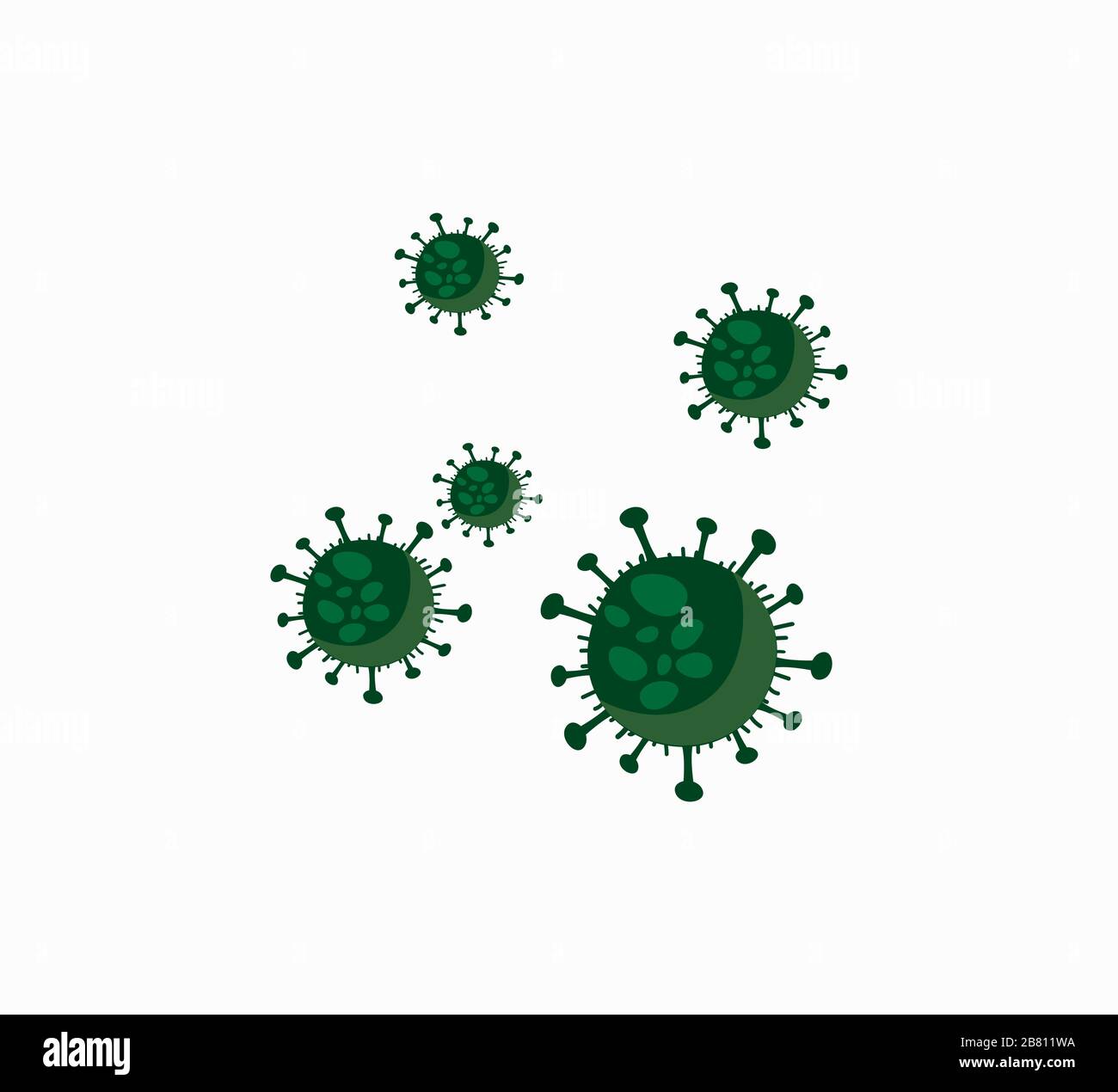 Green vector icon - coronavirus bacteria isolated Stock Vector