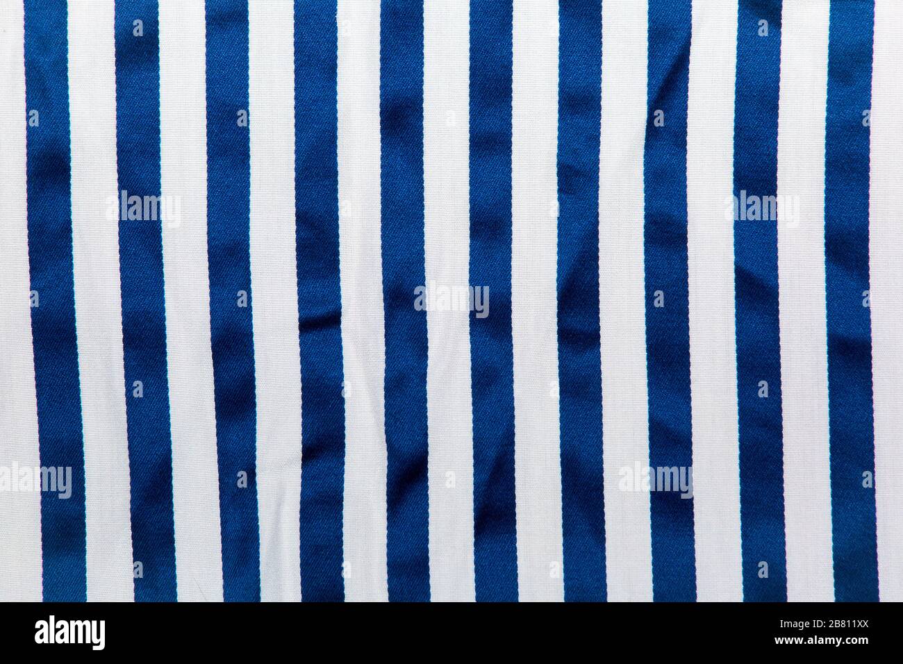image of a blue and white striped pattern on fabric Stock Photo