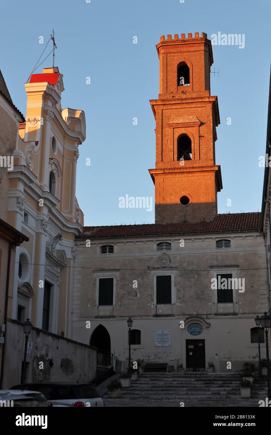 Caiazzo - Basilica di Santa Maria Assunta al tramonto Stock Photo