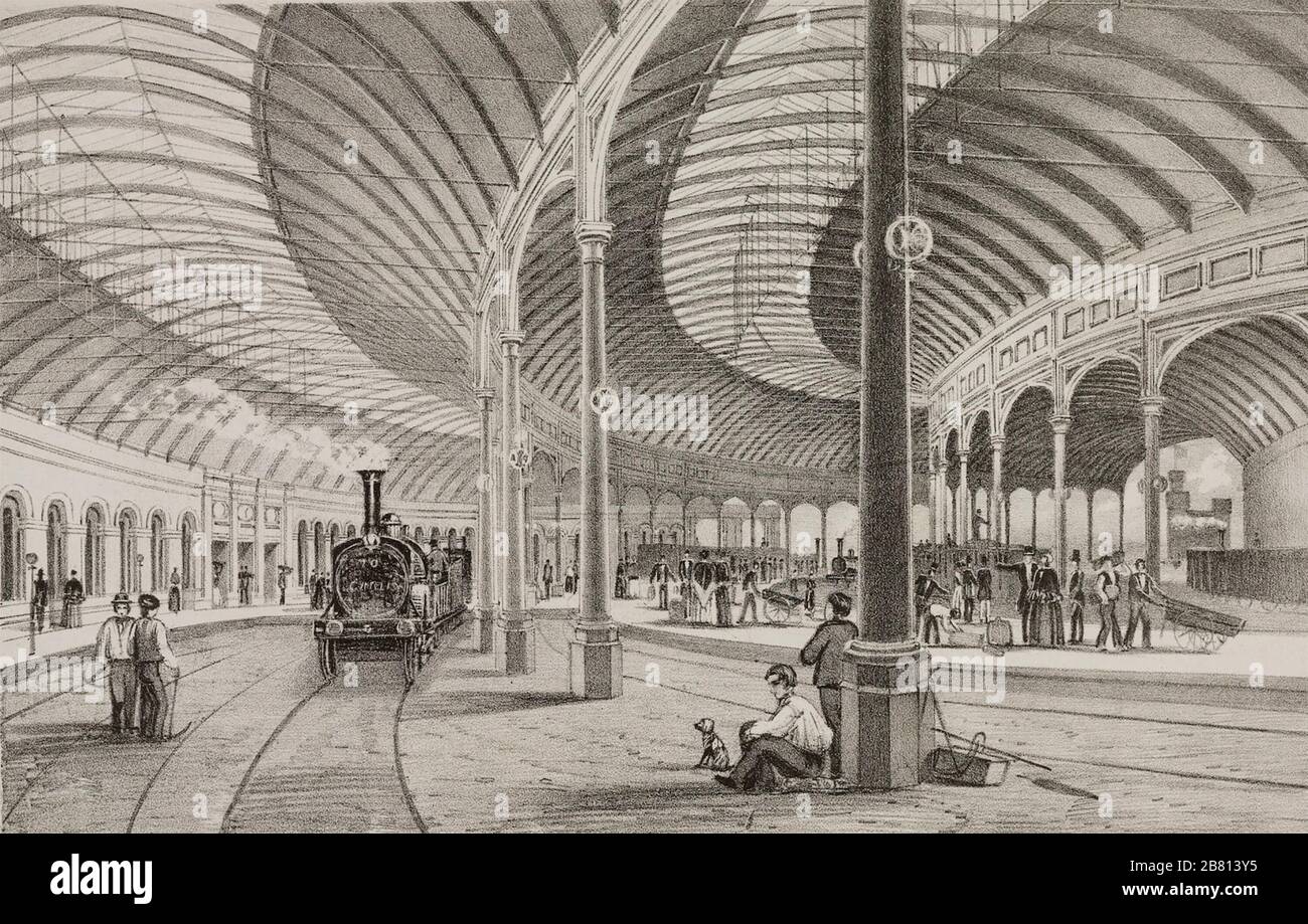 NEWCASTLE CENTRAL RAILWAY STATION 1850 Stock Photo