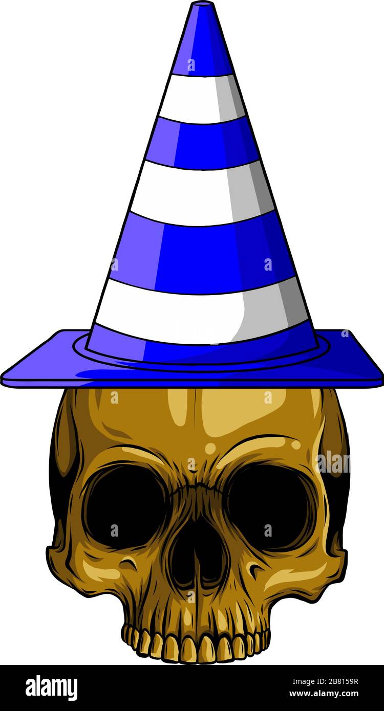 Blue Cone hat with skull vector illustration Stock Vector Image & Art