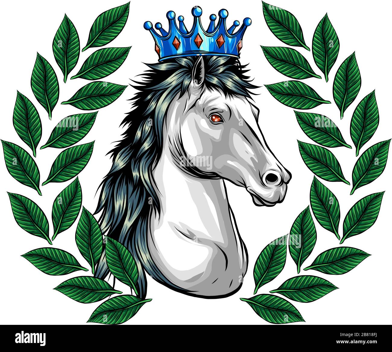 horse head with flying mane vector illustration Stock Vector