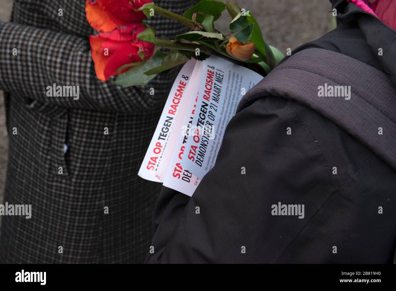 Pamphlet Stand Up Against Racism At 21 March The Netherlands 2020 Stock Photo