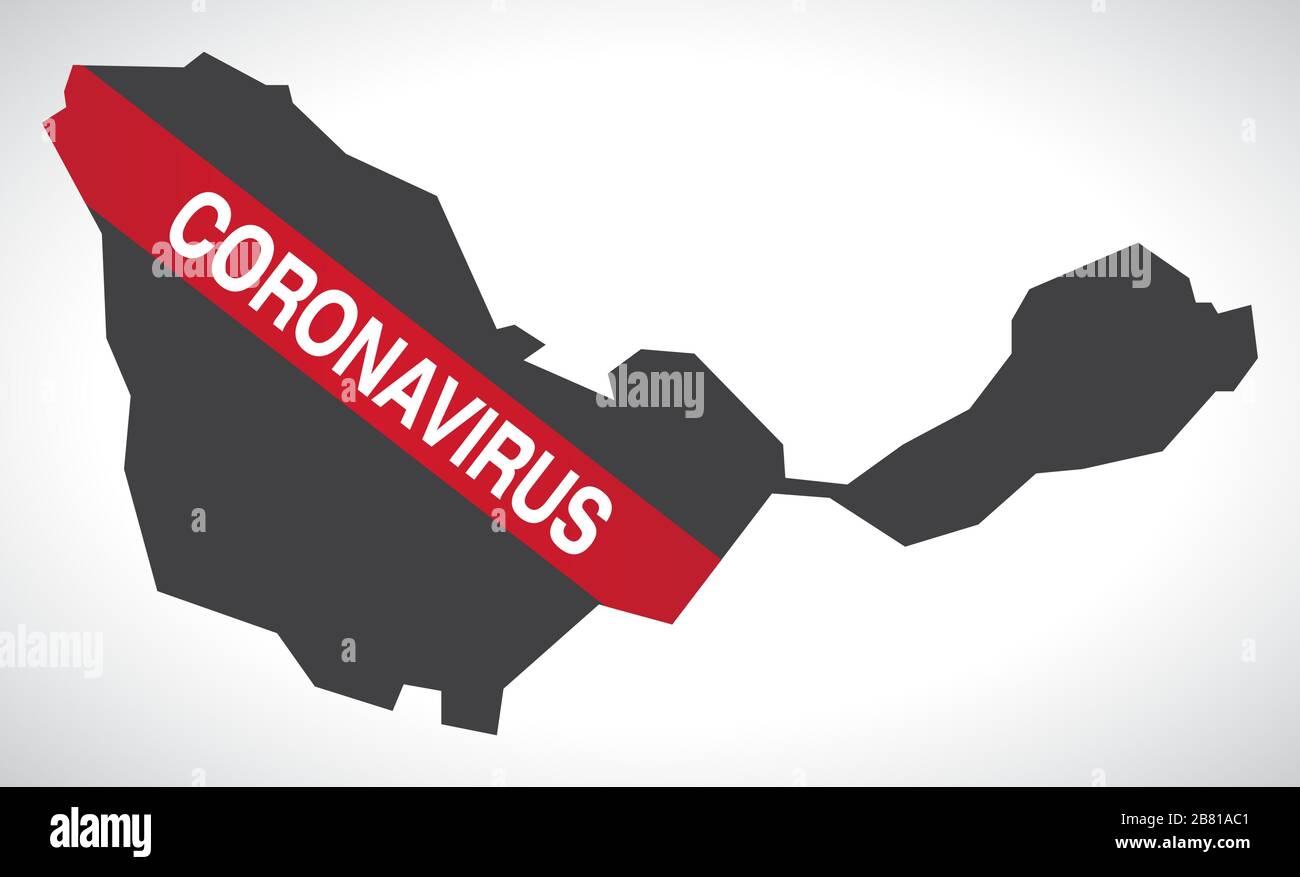 Ceuta City SPAIN region map with Coronavirus warning illustration Stock Vector