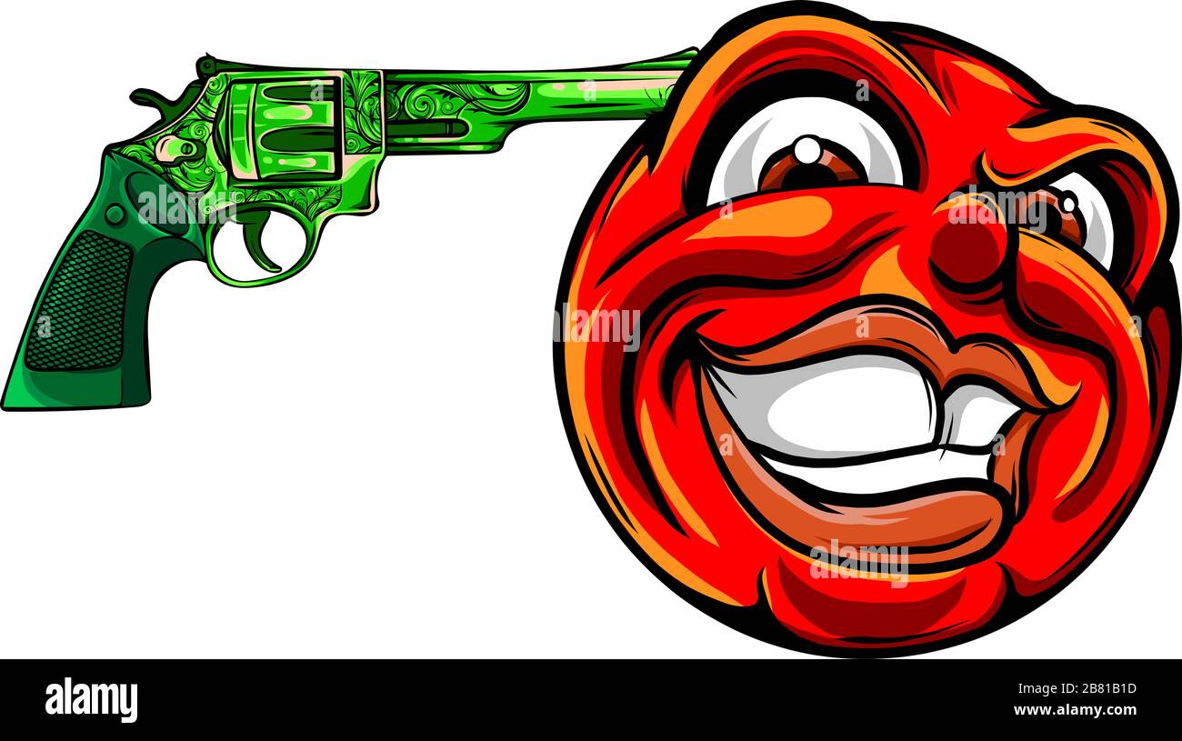 Emoticon pointing a gun on his head vector Stock Vector