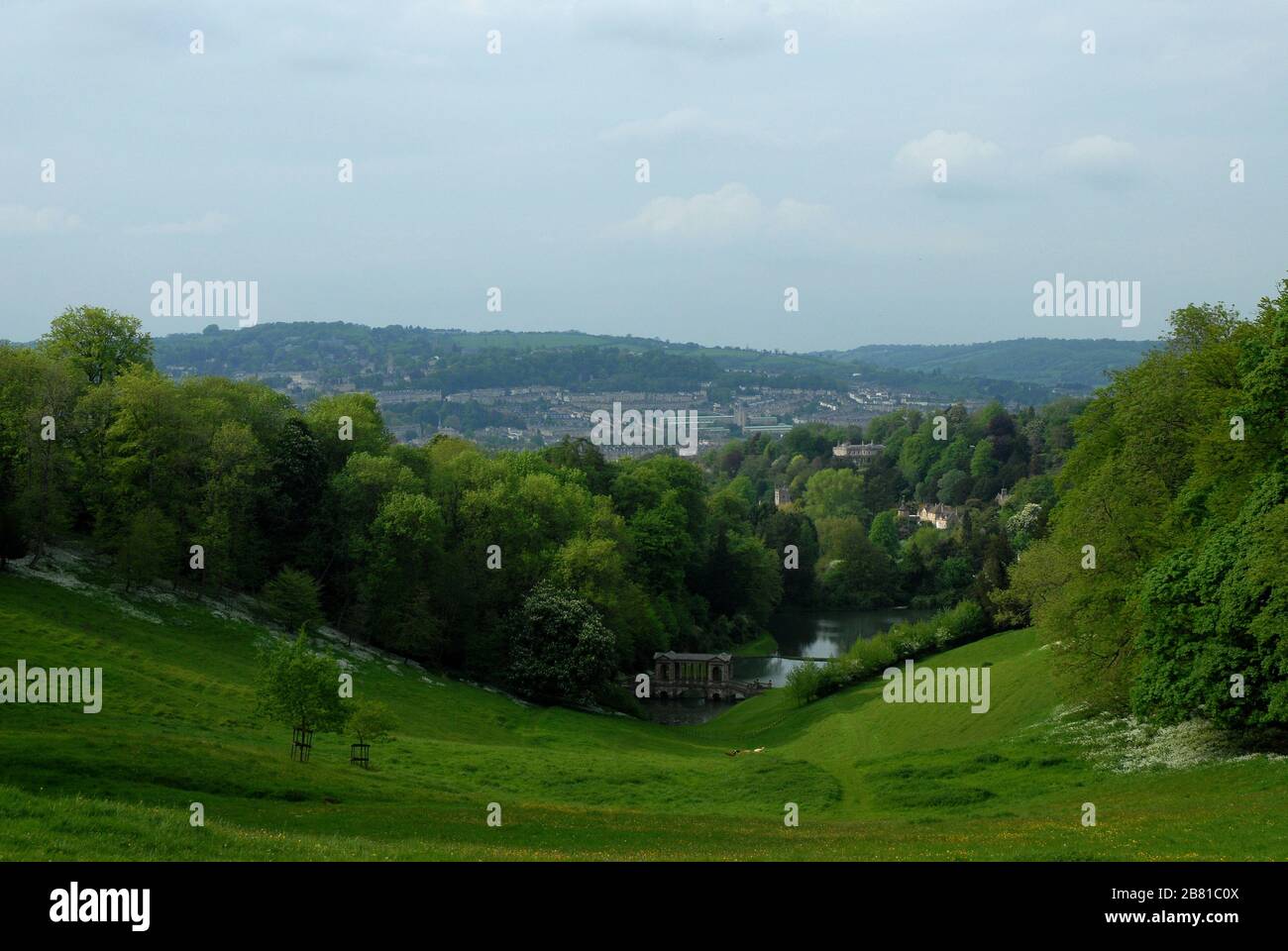Majestic 18th-century garden close to the centre of Bath . Fabulous views of the city with links to the 'Bath Skyline' walk. Designed with advice from Stock Photo