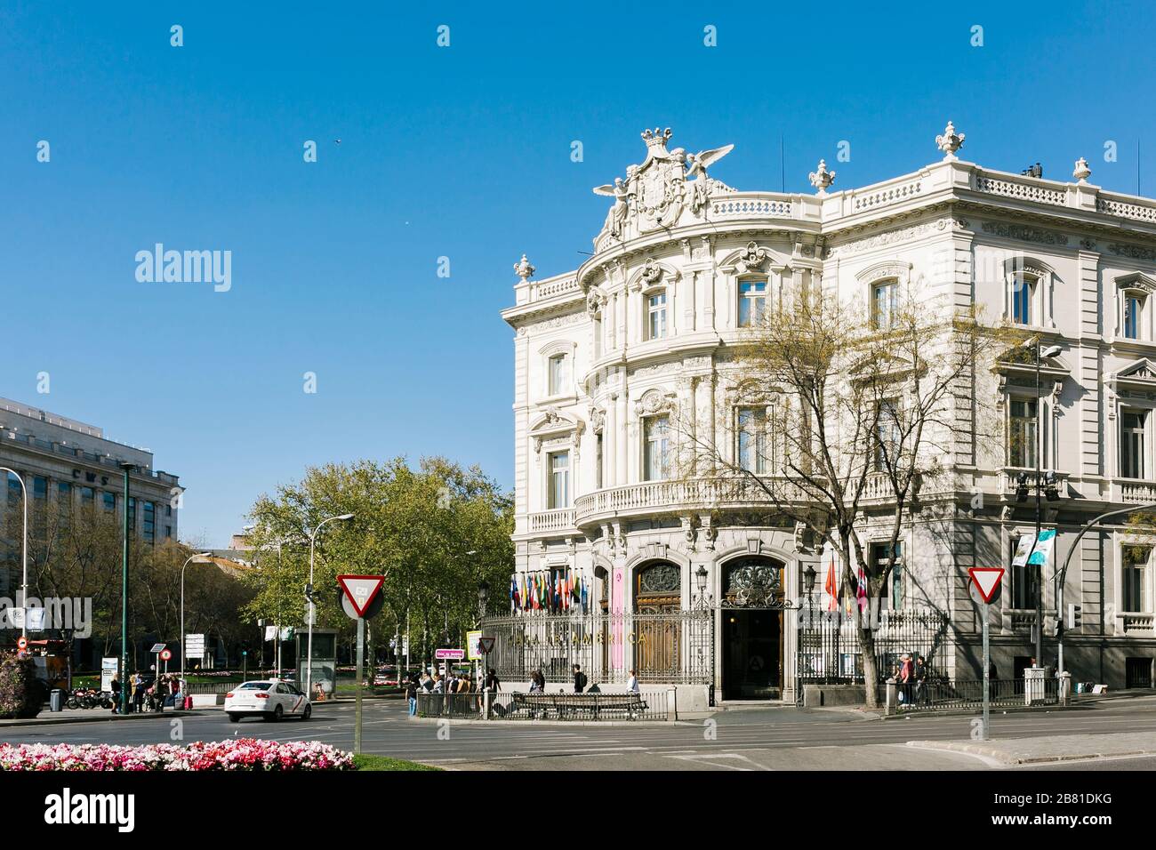 Palacio de Linares, also known as Casa America, on Plaza de Cibeles in Madrid, Spain Stock Photo