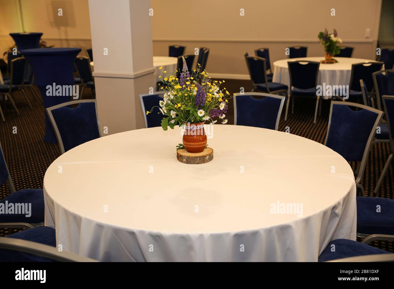 Table set for wedding or another catered event dinner Stock Photo