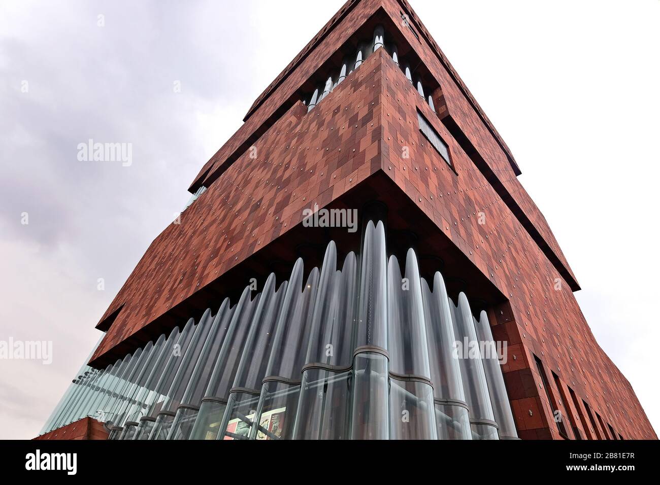 MAS, the Museum aan de Stroom, a museum in the Flemish port city of Antwerp. Stock Photo