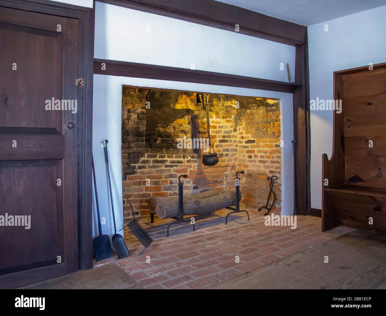 Interior of John Adams birthplace in Quincy Massachusetts Stock Photo