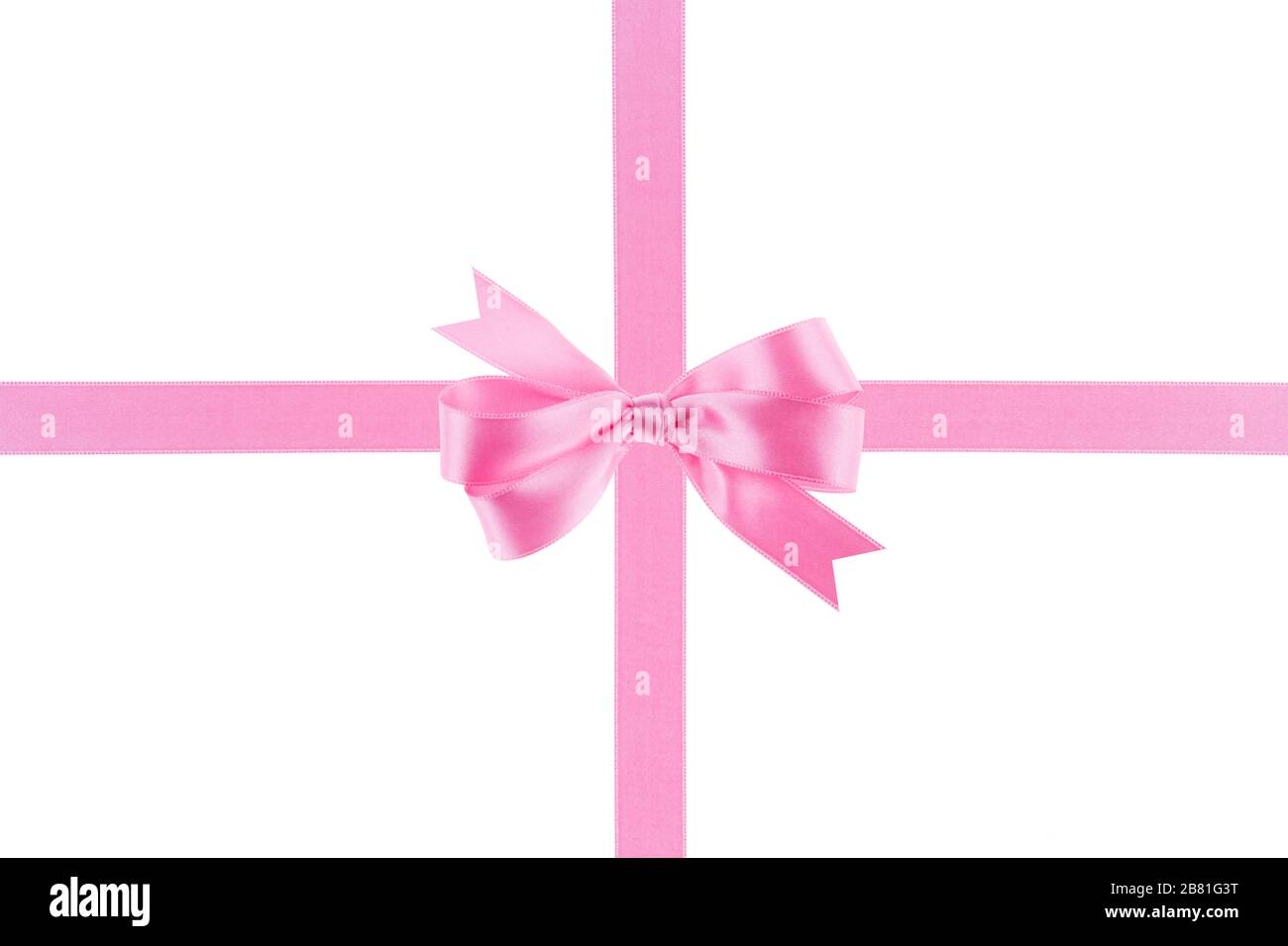 Pink ribbon with a bow on white background Stock Photo - Alamy
