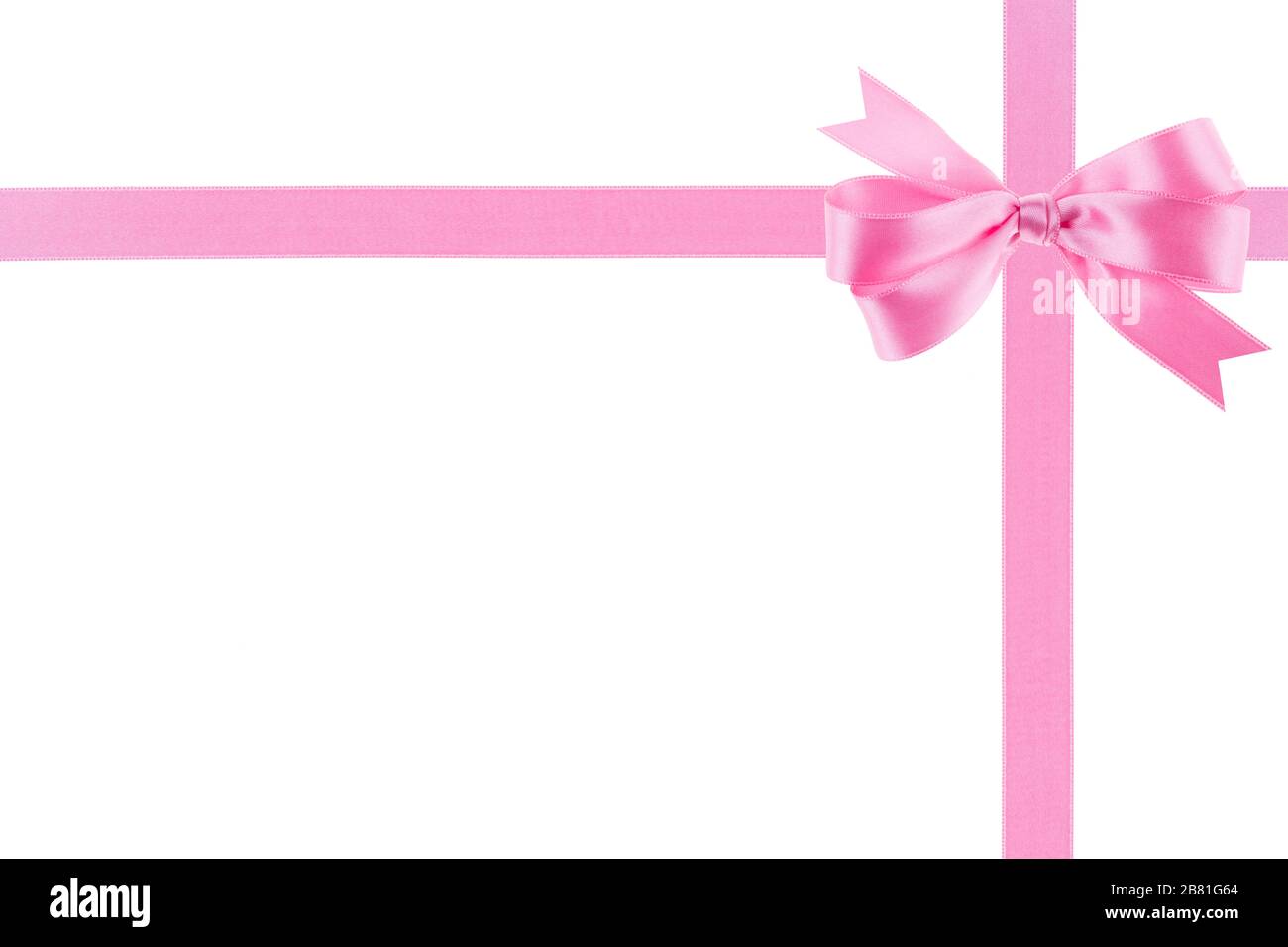 Pink ribbon with a bow on white background Stock Photo - Alamy