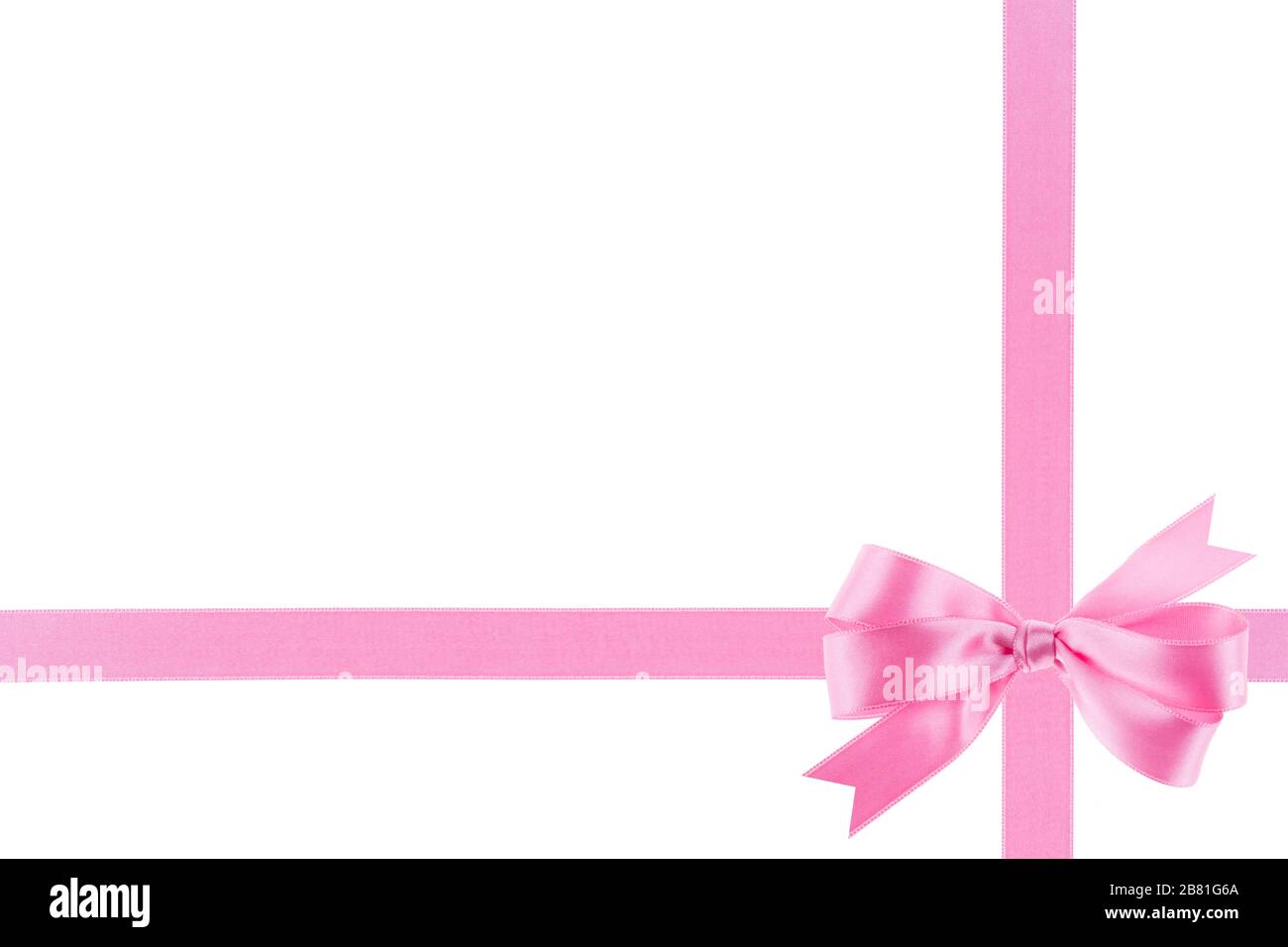 Pink ribbon with a bow on white background Stock Photo - Alamy