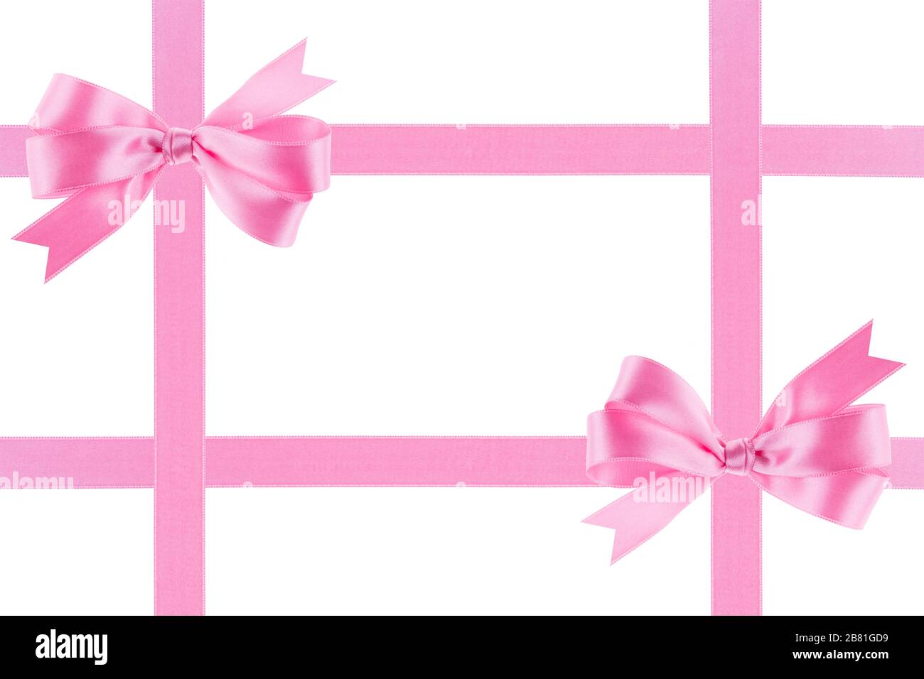 Pink ribbon with a bow on white background Stock Photo - Alamy