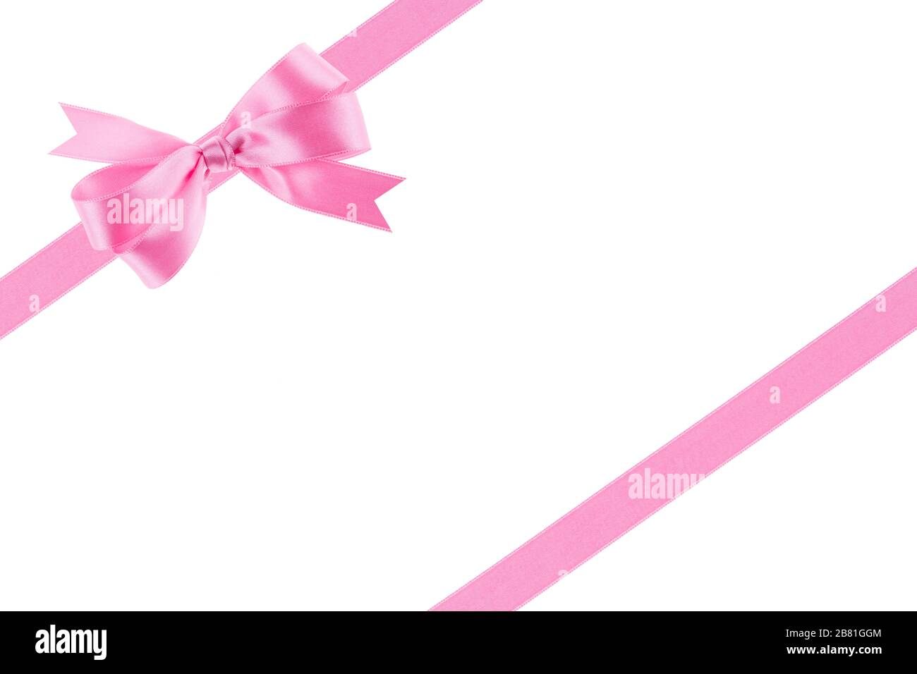 Pink ribbon with a bow on white background Stock Photo - Alamy