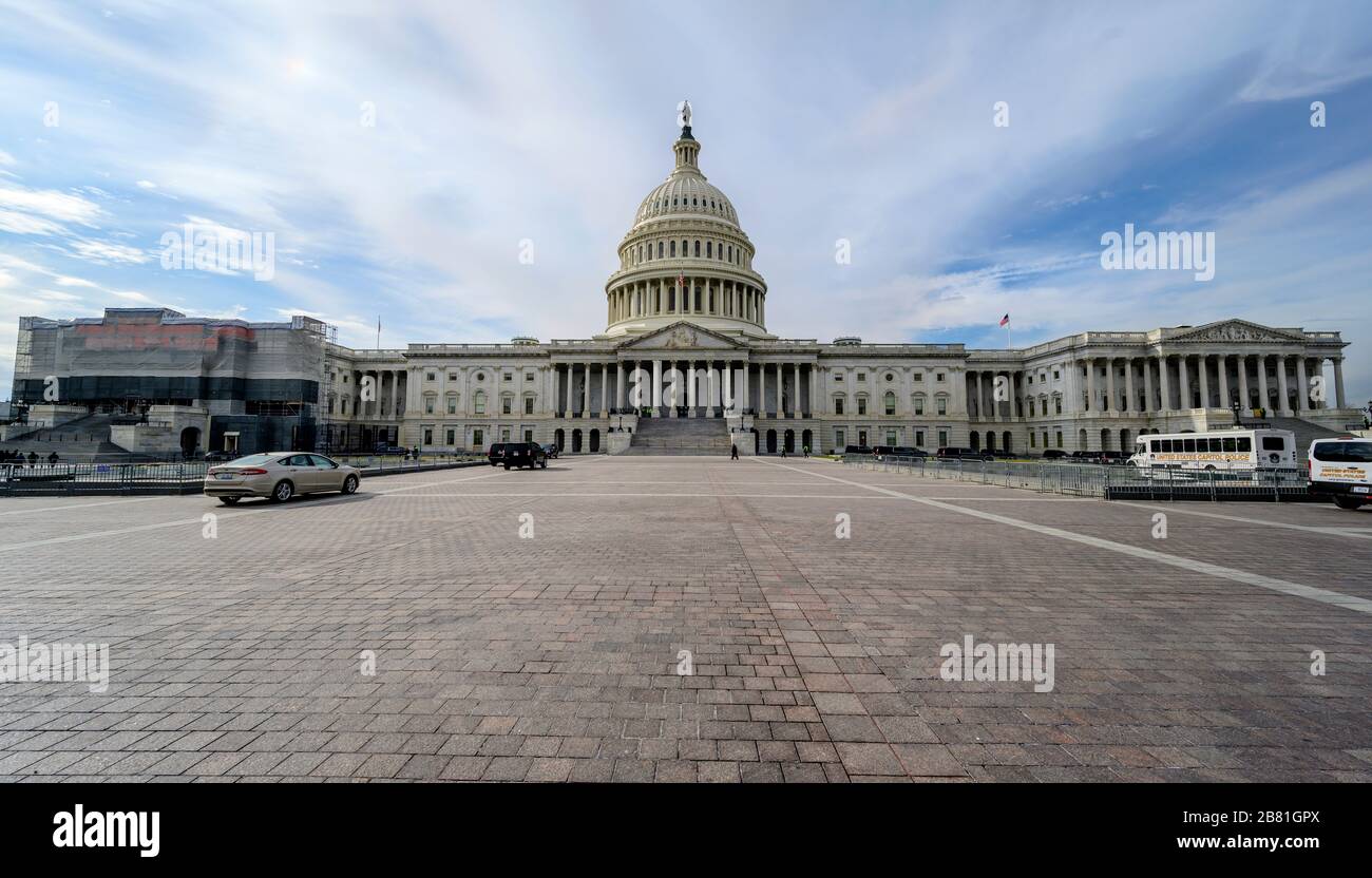 WASHINGTON D.C., USA - JANUARY 30, 2020: United States Capitol Building in Washington DC. US government monument in capital. National politics power, Stock Photo