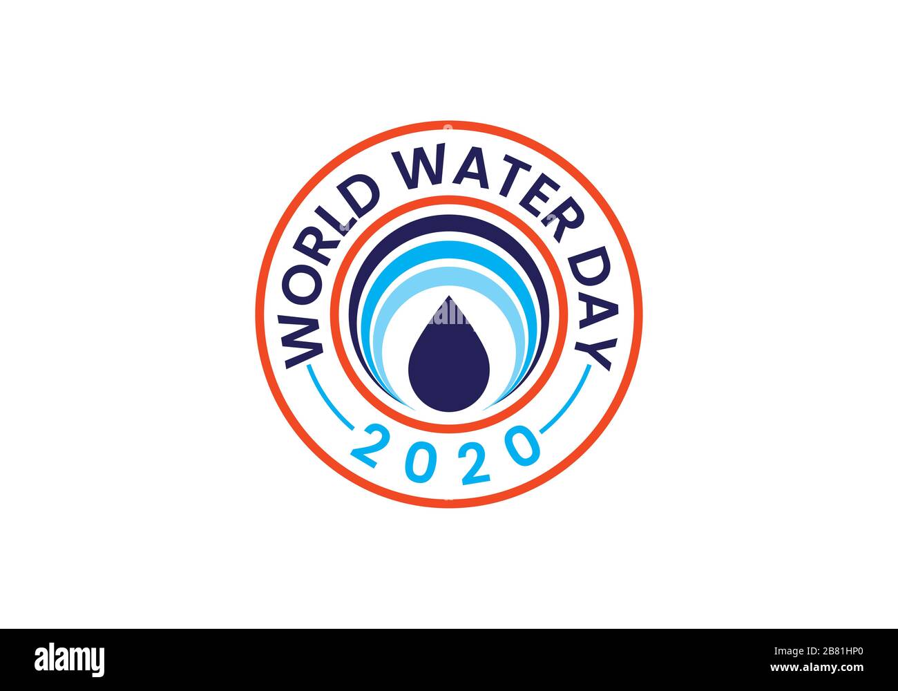 World water day 2020 logo sign symbol, Water and Climate Change. Vector flat design. Stock Vector