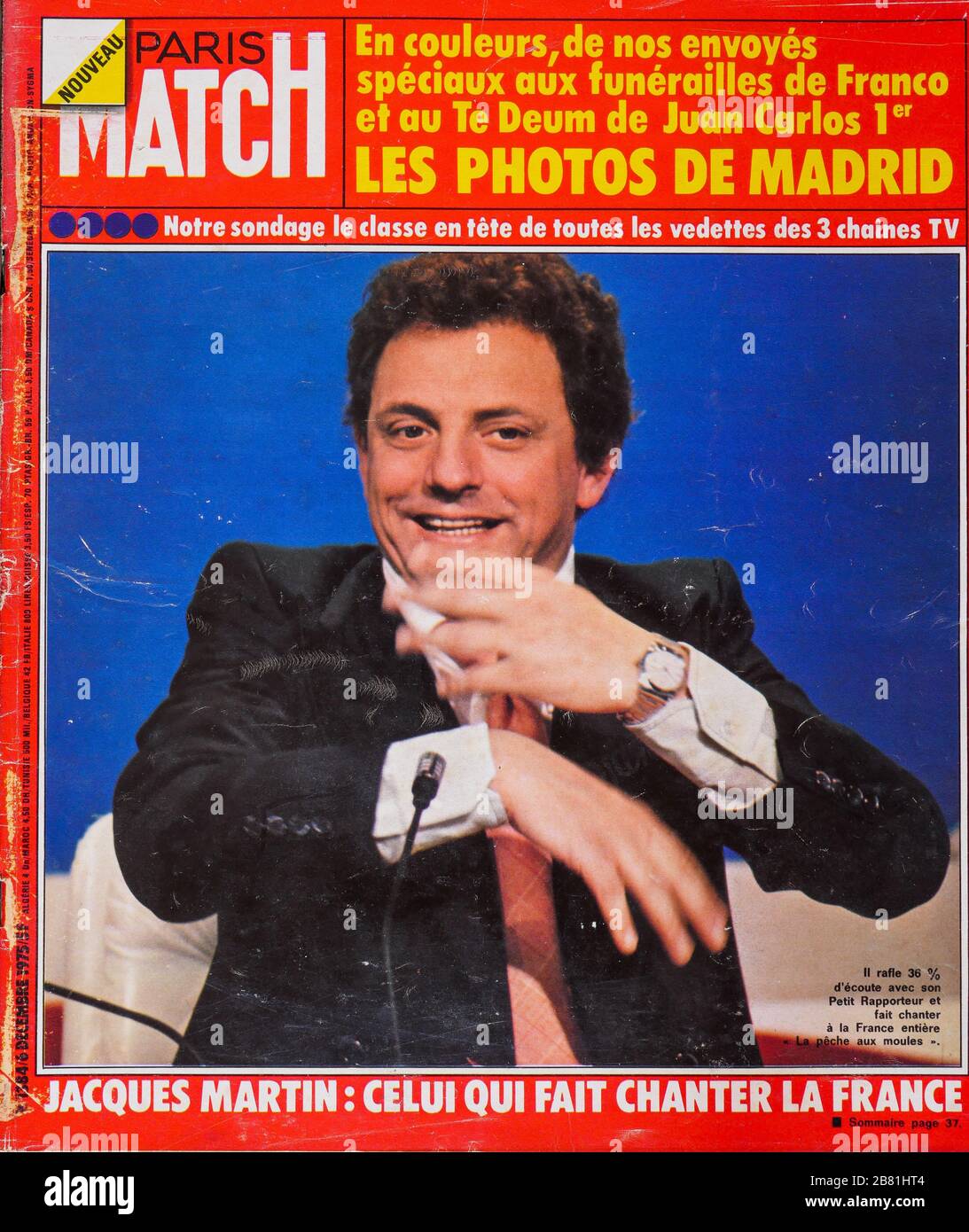 Frontpage of French news and people magazine Paris-Match, n° 1384, December 6th 1975, Jacques Martin, french TV entertainer,1975, France Stock Photo
