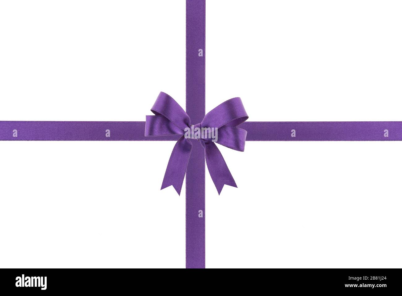 Purple ribbon with a bow on white background Stock Photo - Alamy