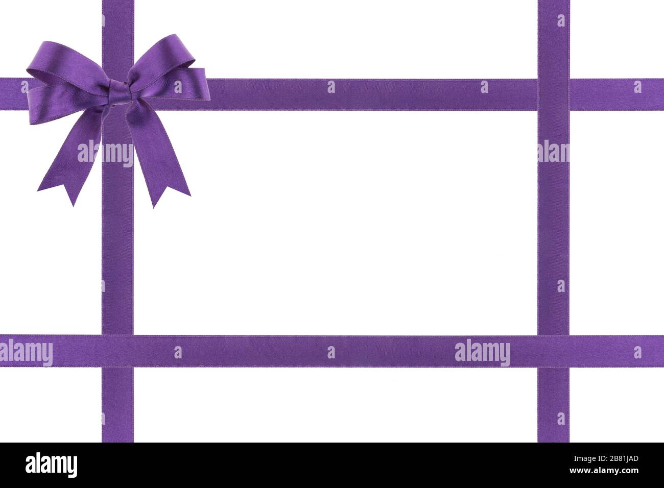 Purple ribbon with a bow on white background Stock Photo - Alamy
