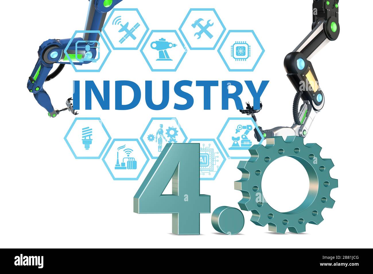The industry 4.0 concept with various stages - 3d rendering Stock Photo ...