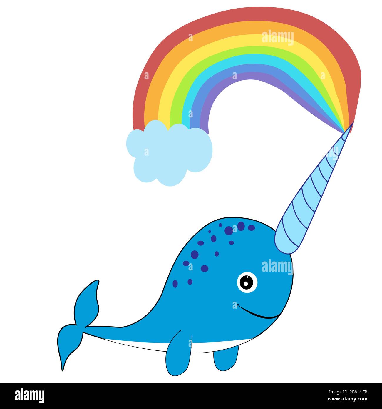 cute narwhal cartoon illustration vector poster Stock Photo