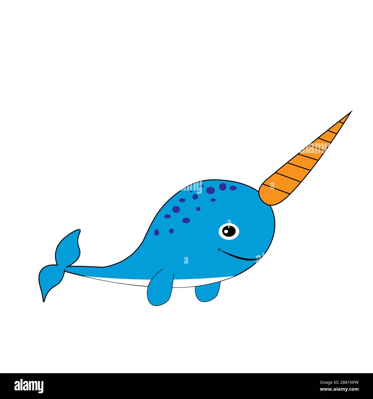 cute narwhal cartoon illustration vector poster Stock Photo