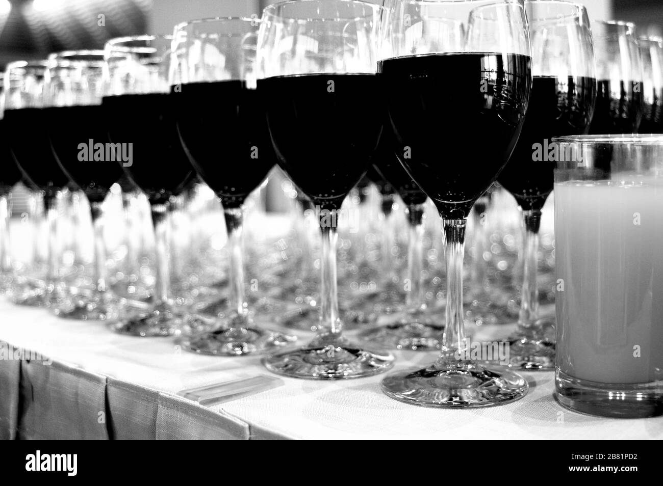 Many glasses of red wine Stock Photo Alamy