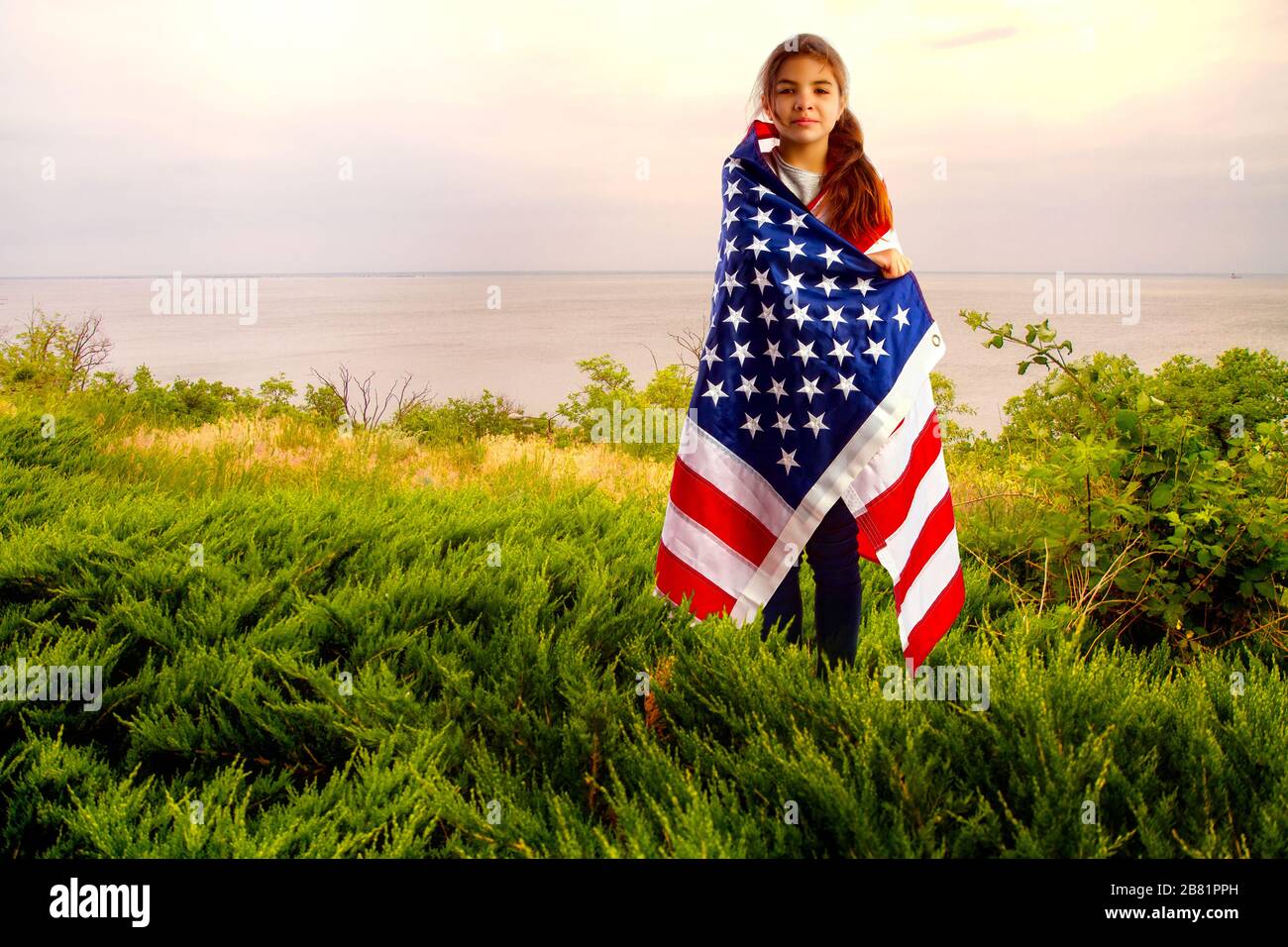 US flag girl Stock Photo Alamy